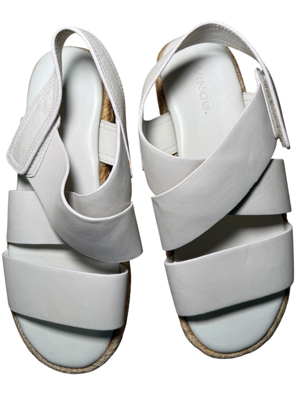 Vince Tenison White Leather Crisscross Espadrille Slingback Sandals Size 6